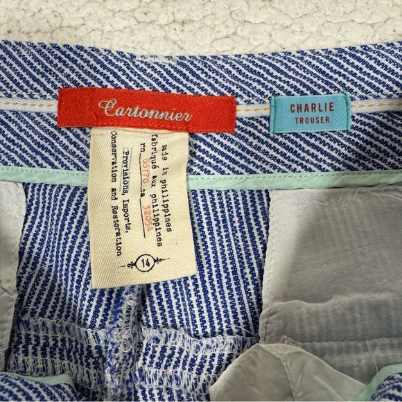 Anthropologie Cartonnier Charlie Trouser Seersucker Cropped Pants Women’s 14 - Picture 6 of 7